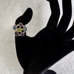 Elegant Multi-Stone Silver Ring